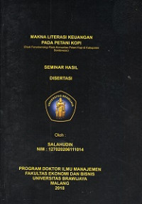 MAKNA LITERASI KEUANGAN PADA PETANI KOPI SEMINAR HASIL DISERTASI